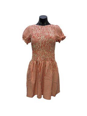Maeve Anthropologie Smocked Red & White Striped Dress S